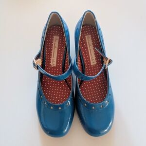 BAIT Colbalt Blue Chunky Mary Jane Heels Sz 7.5 But Another Innocent Tale UGC
